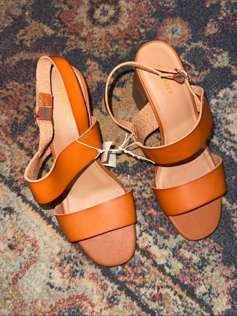 Old Navy Tan Strappy 3” Heel Sandals size 9